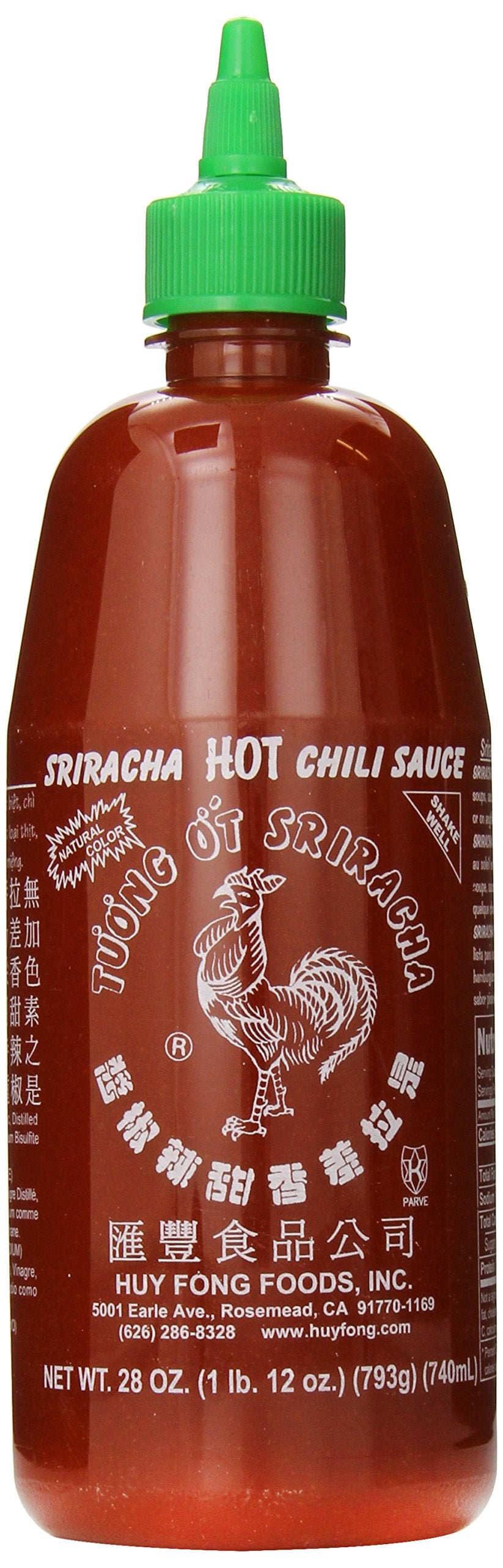 Huy Fong Sriracha bottle pour for easy, mess-free flavoring.