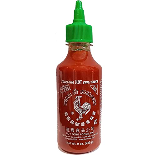 Huy Fong Sriracha dipping sauce on spoon