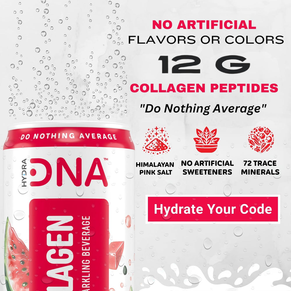 HYDRADNA sparkling watermelon label detail, clean ingredients and no artificial flavors.