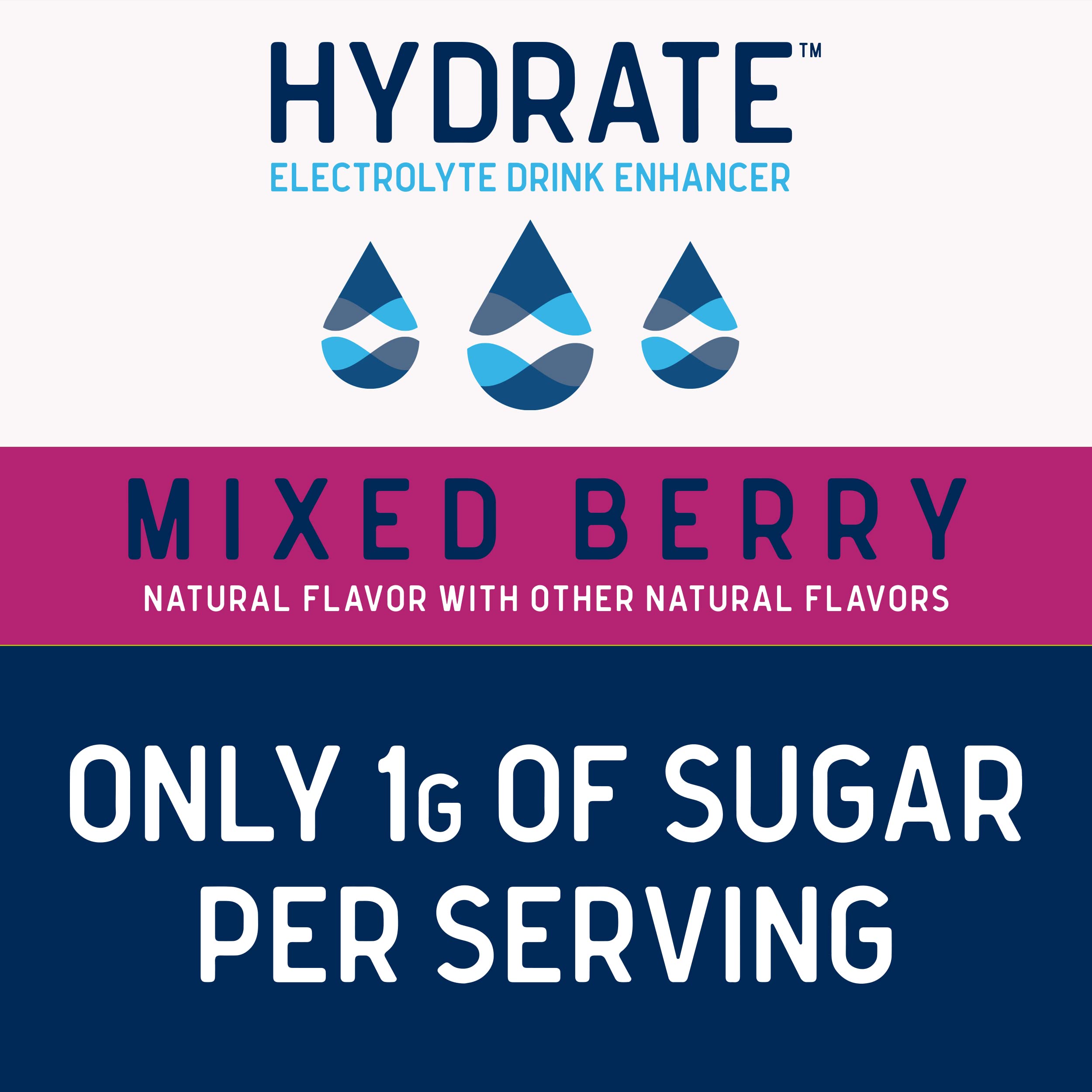 Hydrate Drops in a glass of water with mixed berry flavor.
