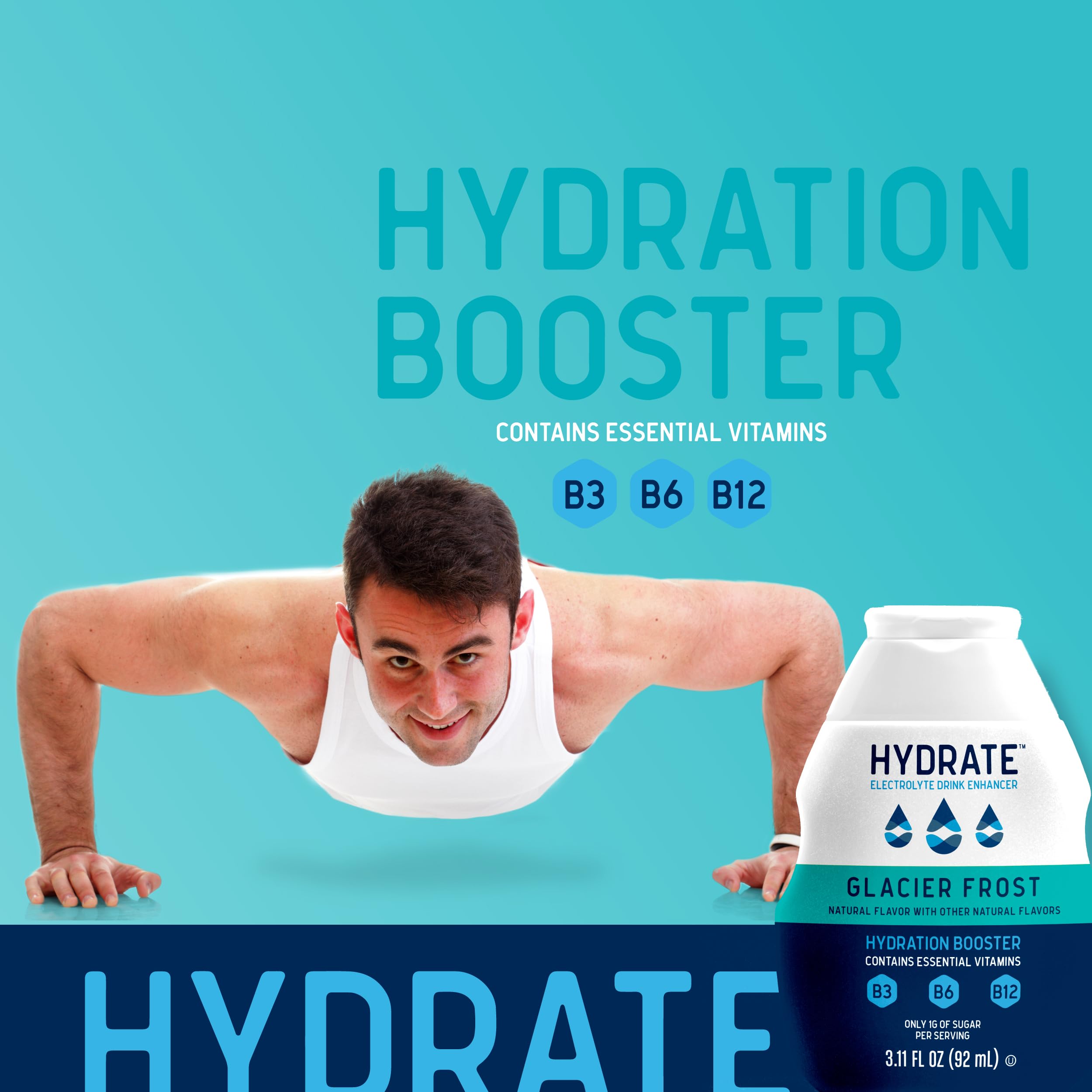 Hydrate Glacier Frost drops dispensing into water with natural flavor