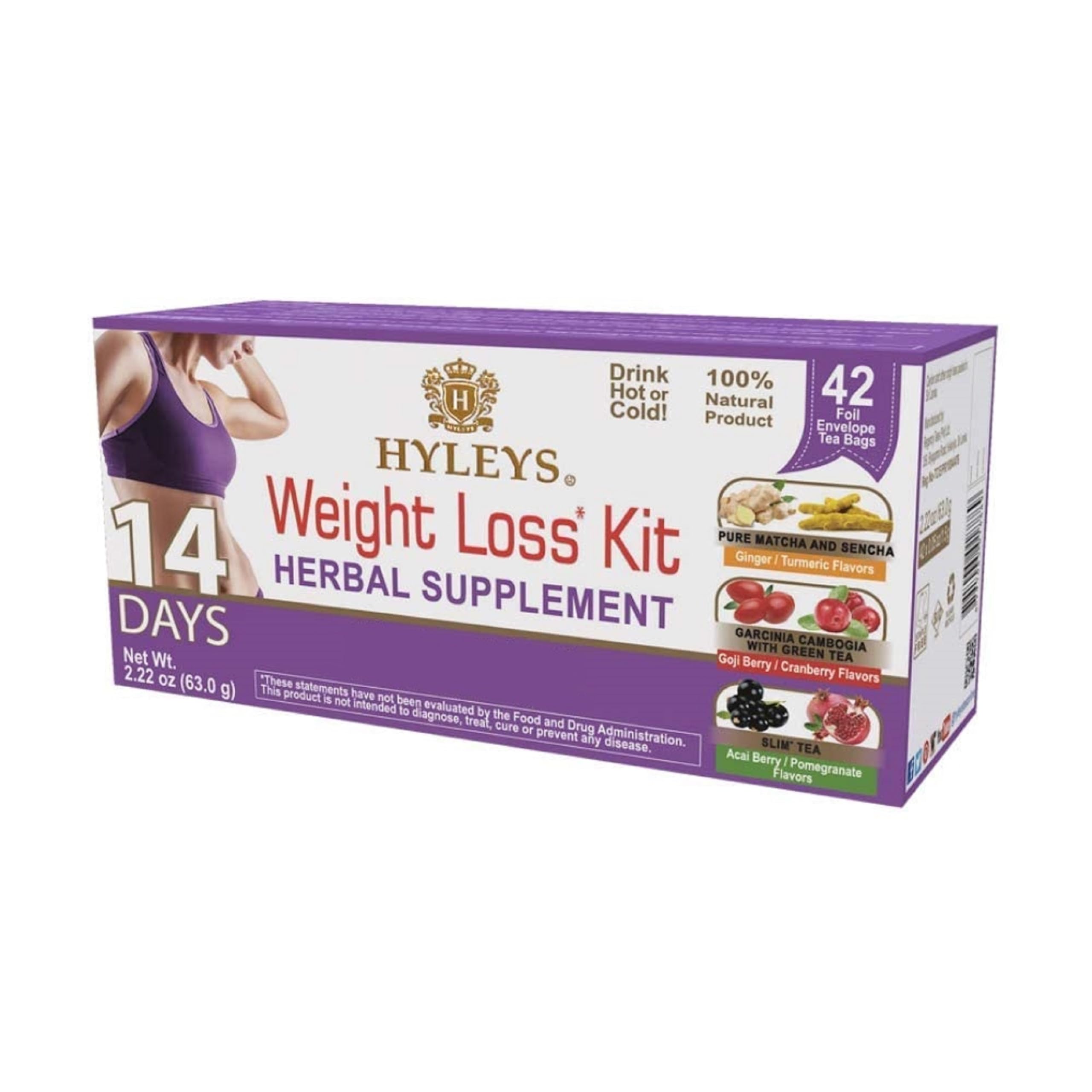Hyleys 14‑day weight loss tea box supports a structured wellness routine