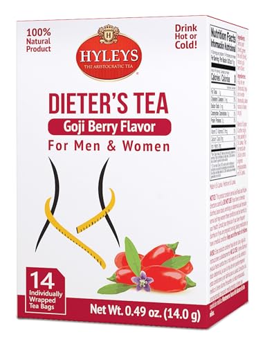 Hyleys Dieter's Tea green tea and senna blend leaves in a tin.