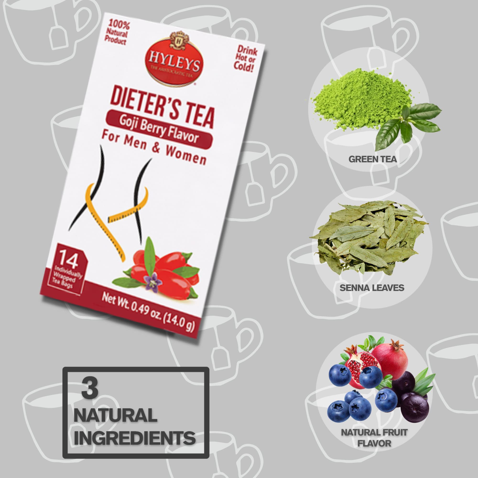 Close-up of goji berry flavor notes in Hyleys Dieter's Tea.