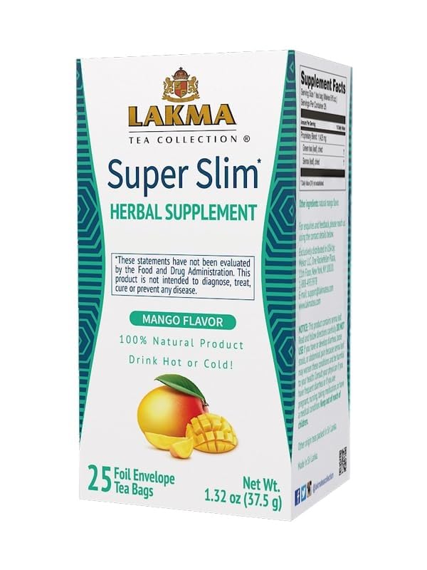 HYLEYS Lakma Slim Tea Mango packaging offers a convenient daily 25-bag format for a simple routine.