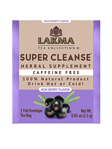 HYLEYS Lakma herbal blend steaming teacup highlighting acai berry flavor.
