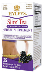 HYLEYS Slim Tea Acai Berry Flavor box, convenient daily packaging for a simple wellness routine.