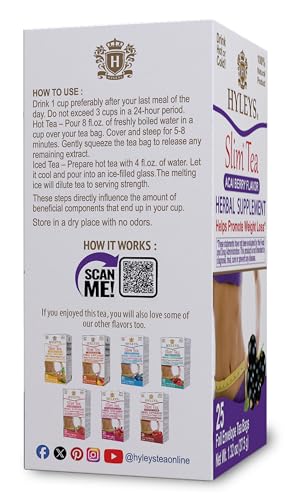 HYLEYS Slim Tea Acai Berry Flavor foil pack, freshness sealed for peak flavor.