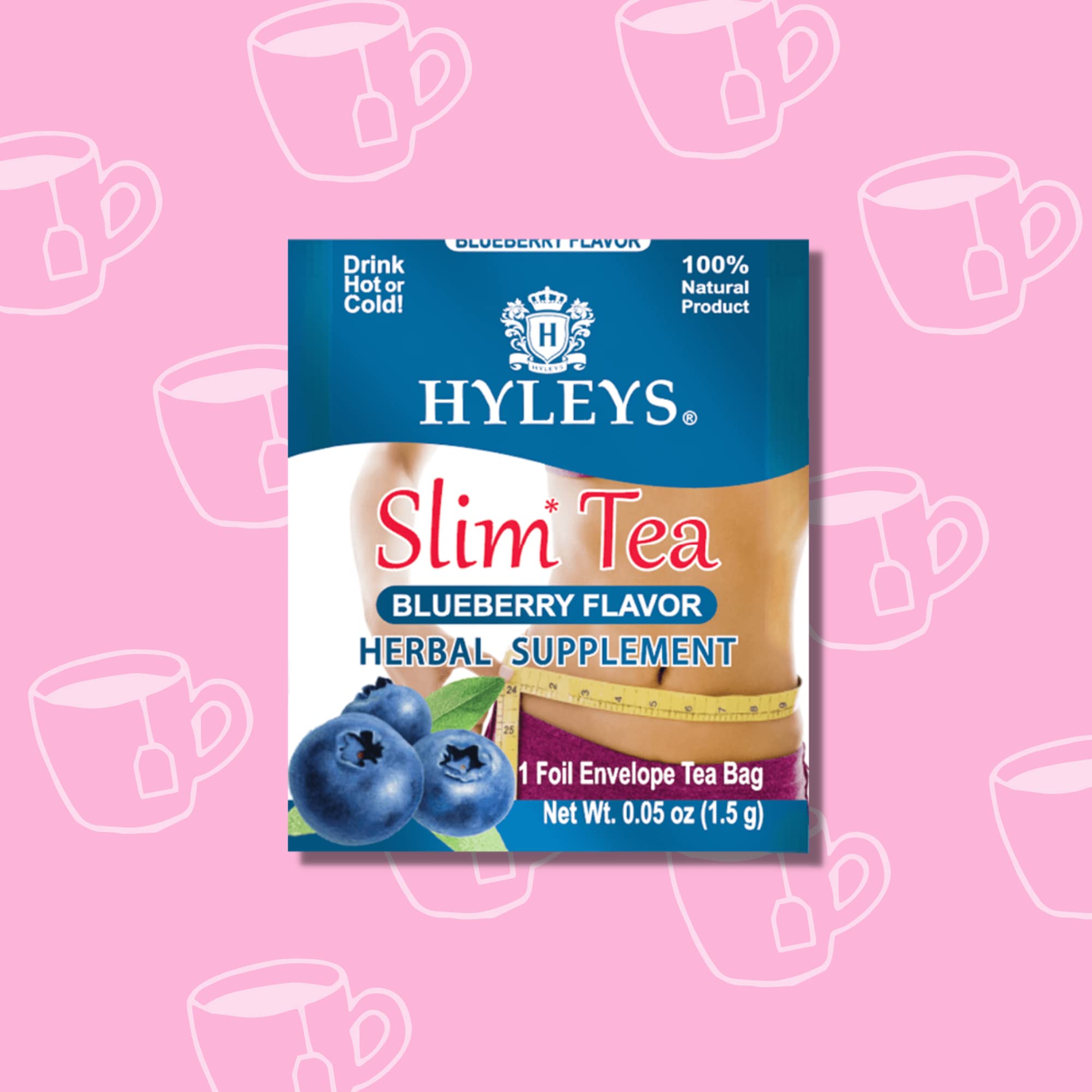 Hyleys Slim Tea Blueberry green tea leaves close-up emphasizing natural ingredients