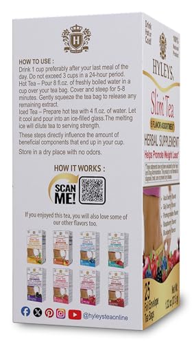 HYLEYS Slim Tea box with flavors highlights convenient weight-conscious ritual