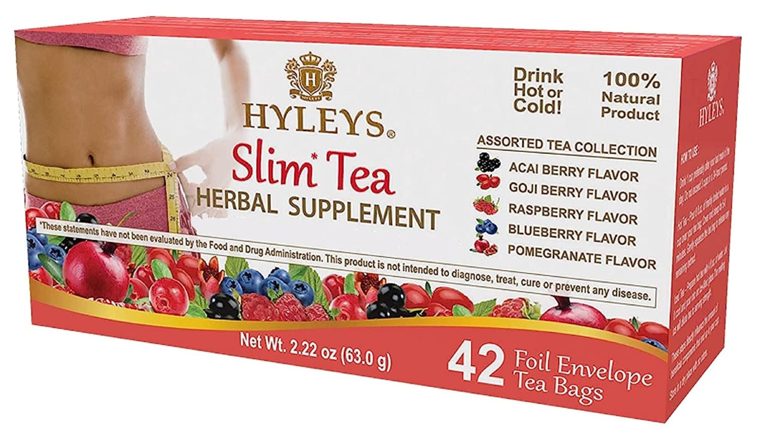 Hyleys Slim Tea collection box ready for daily detox and digestion support.