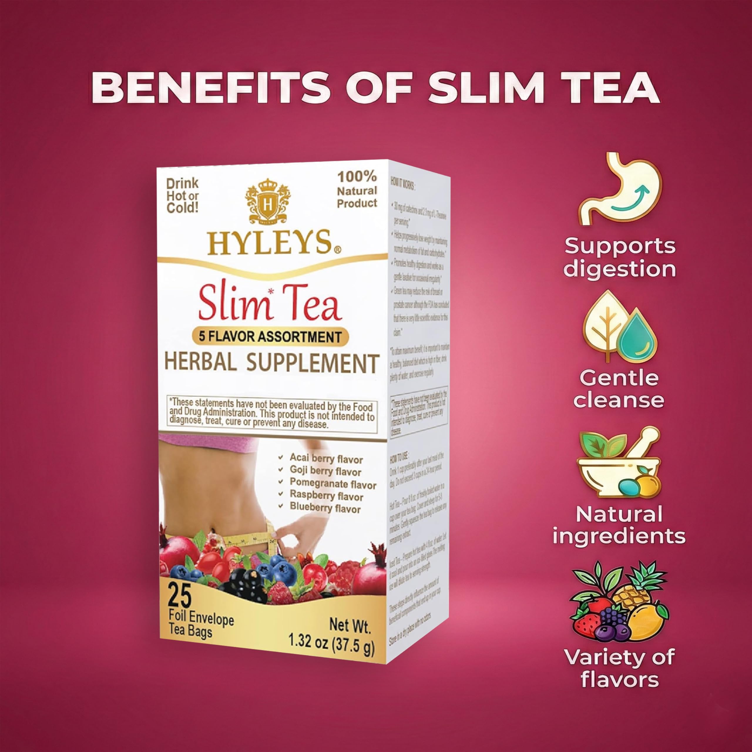 HYLEYS Slim Tea cup during brewing suggests calming bedtime routine