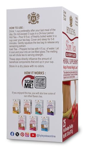 Hyleys Slim Tea Goji Berry foil packaging visible, preserving freshness and flavor