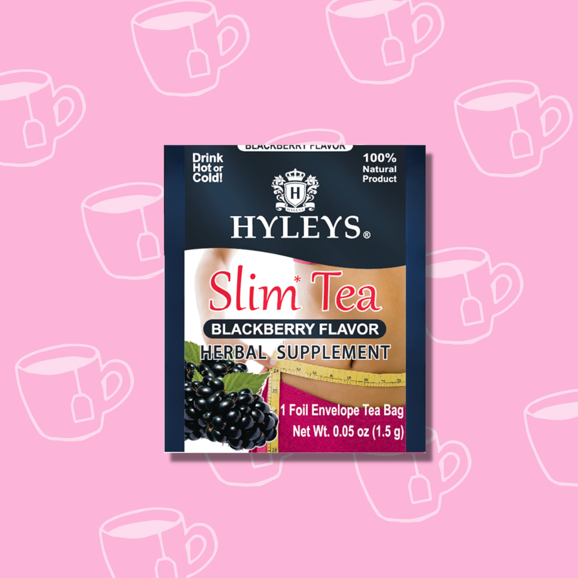 Closeup of green tea and senna ingredients in Hyleys Slim Tea.