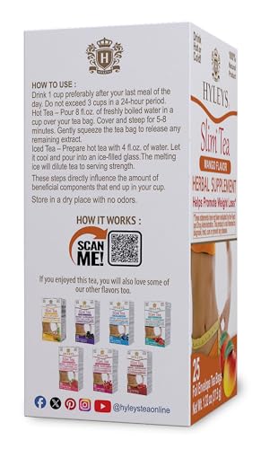 Hyleys Slim Tea Mango Flavor cup brew captures a soothing nighttime ritual.