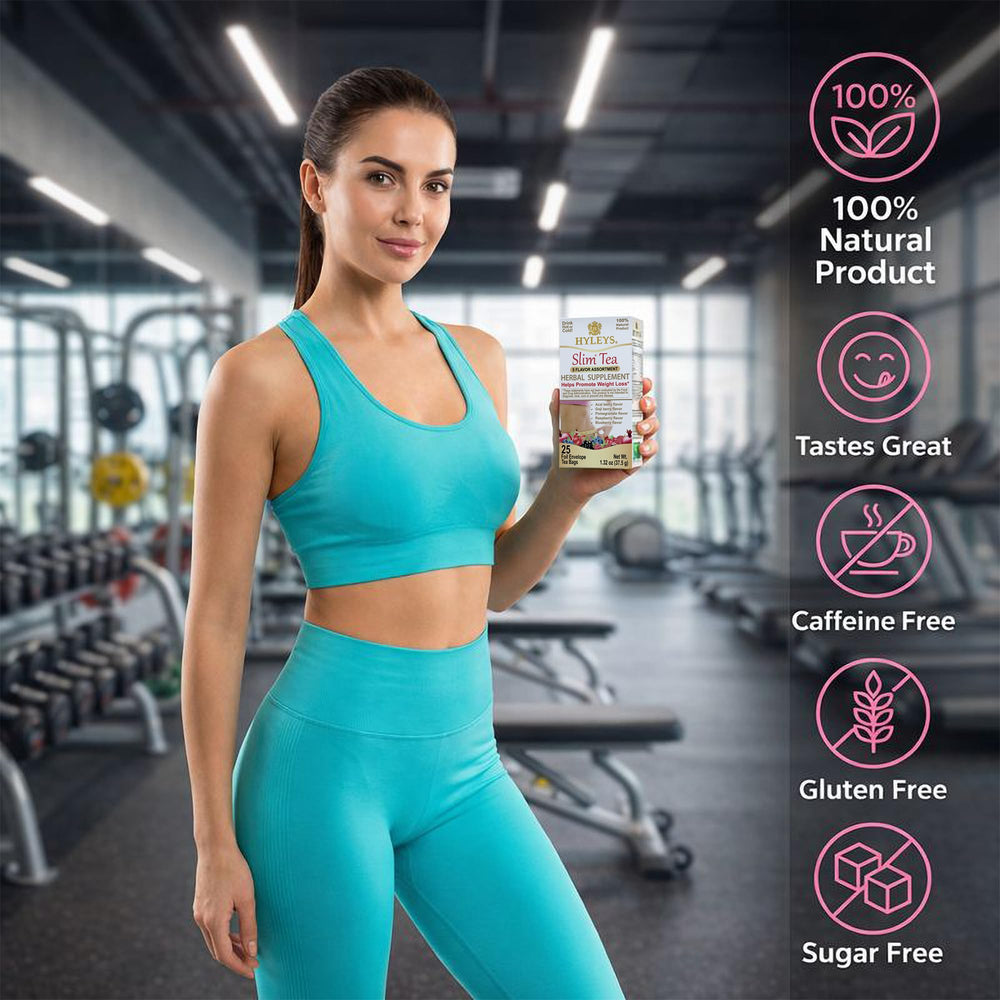 HYLEYS Slim Tea natural flavors label hints at gentle taste