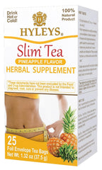 Hyleys Slim Tea Pineapple Flavor packaging showing 25 tea bags for daily detox.