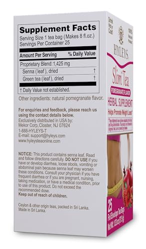Hyleys Slim Tea Pomegranate, steaming cup before bed for digestion comfort