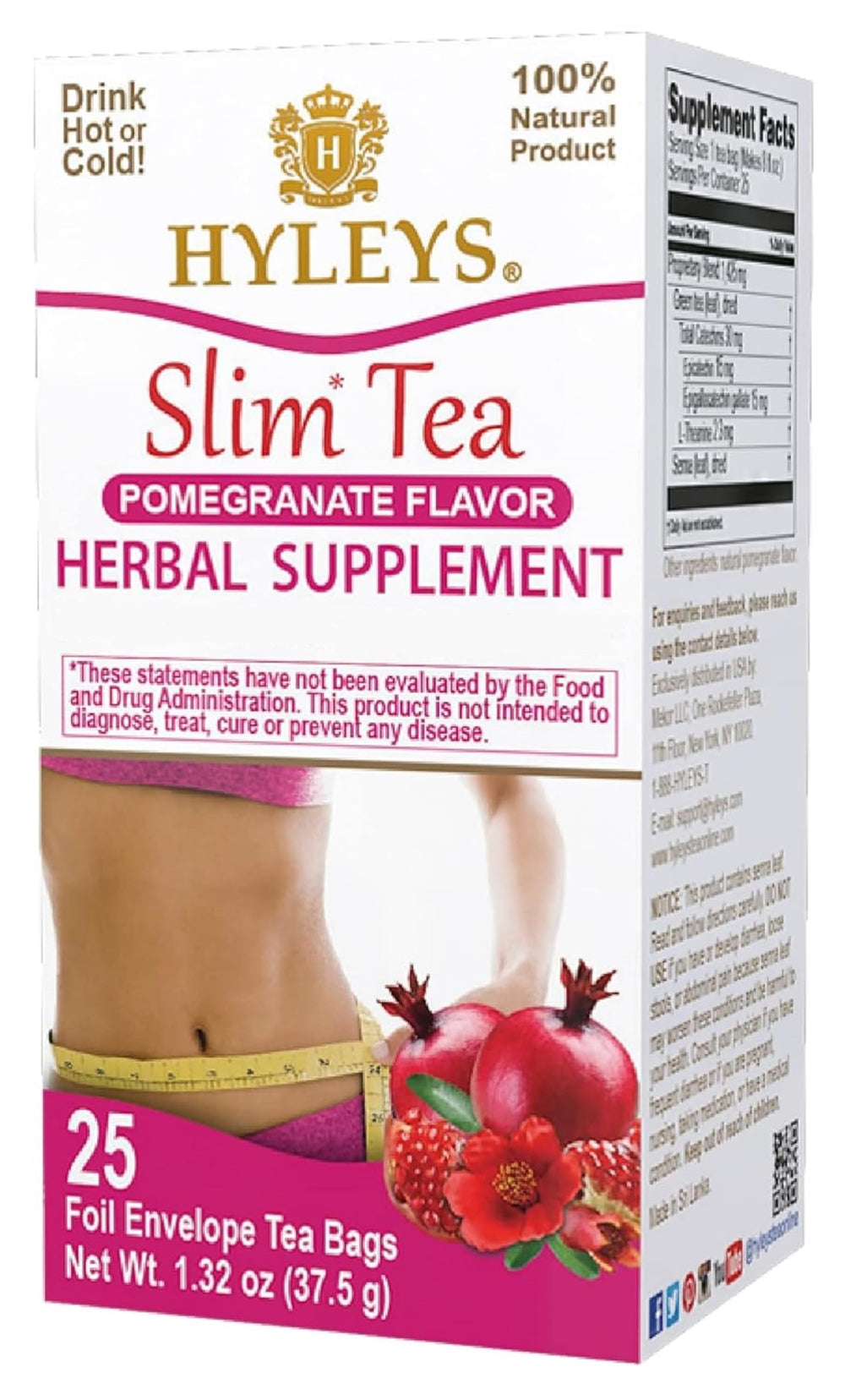 Hyleys Slim Tea Pomegranate tea bag close-up for detox support