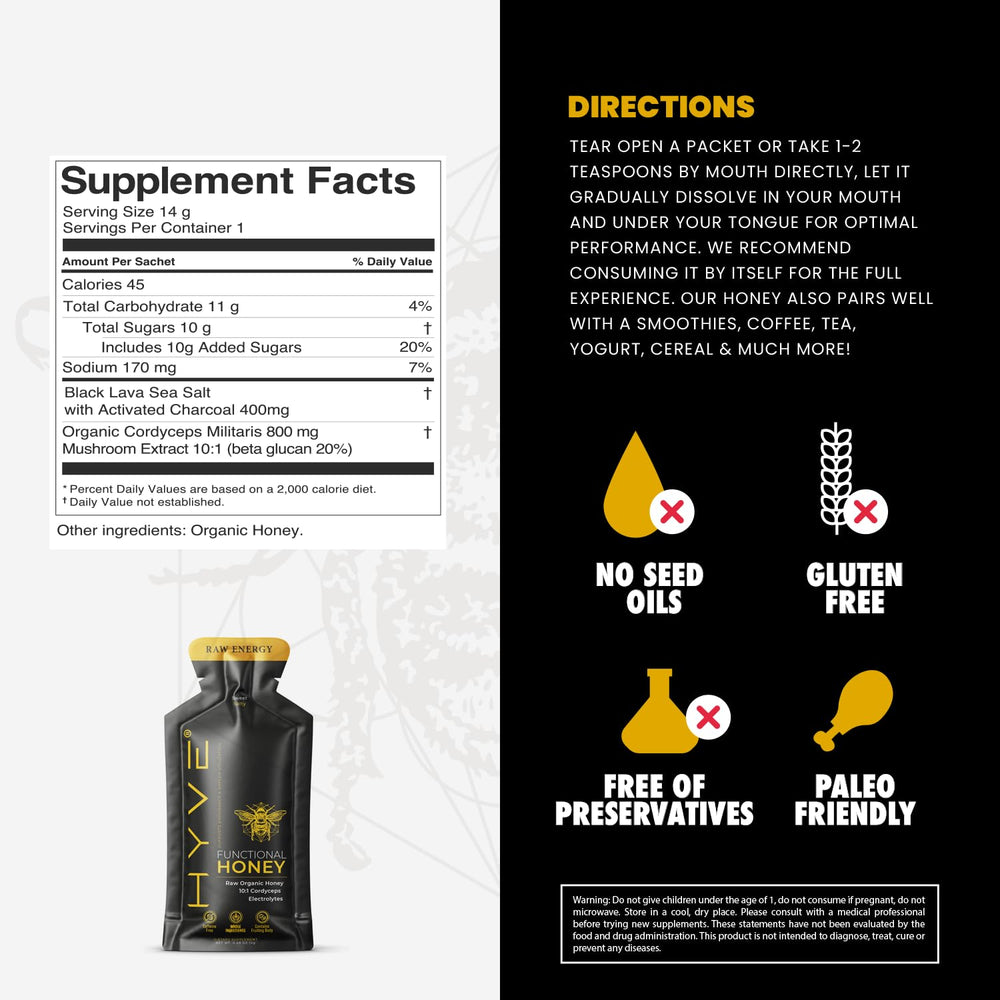 HYVE sachet close-up showing convenient energy source.