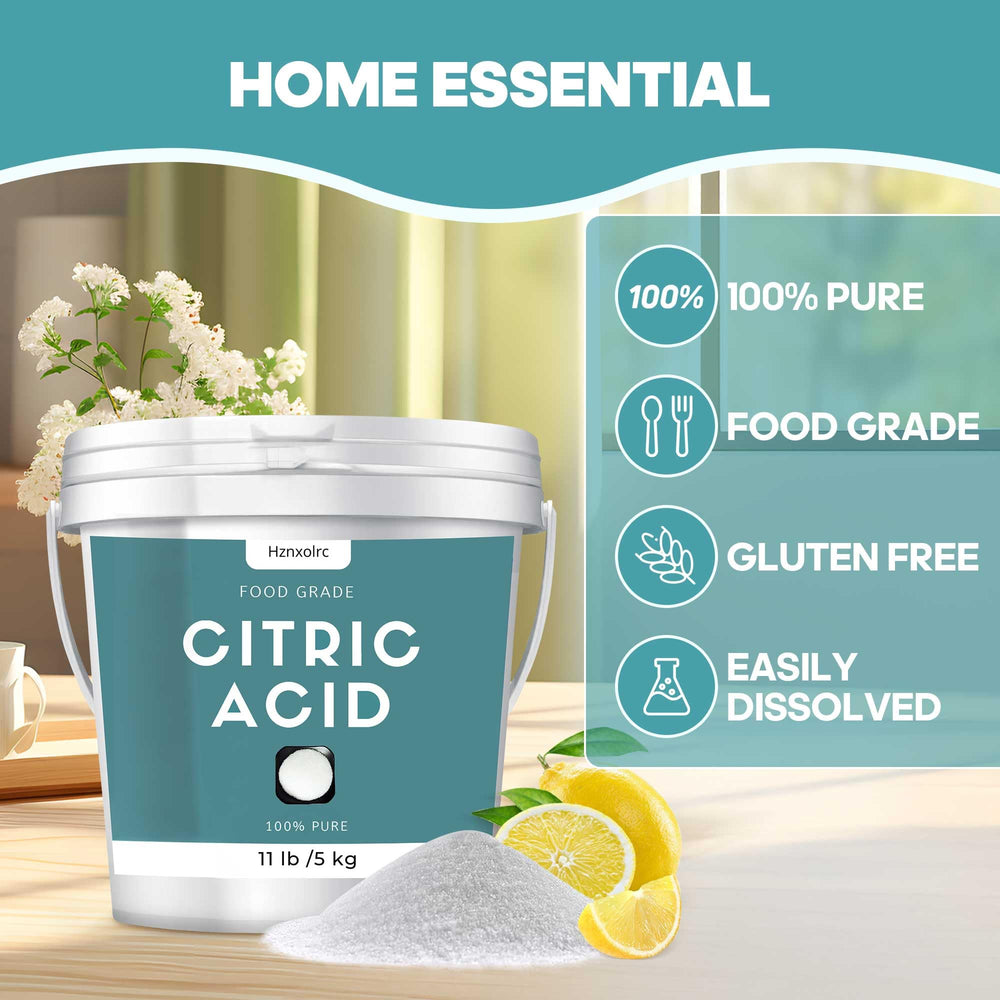 Hznxolrc citric acid powder in jar: reliable natural cleaner for stains and surfaces.