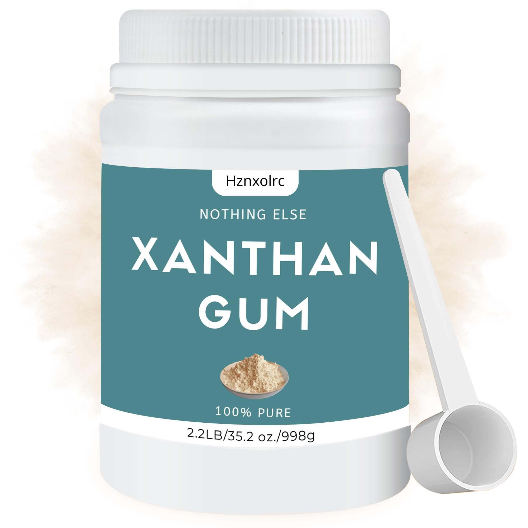 Packaging of Hznxolrc xanthan gum powder highlights purity and reliability.
