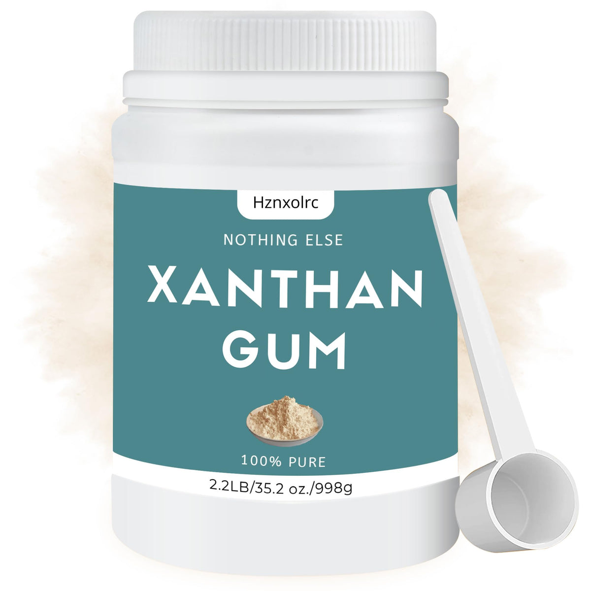 Packaging of Hznxolrc xanthan gum powder highlights purity and reliability.
