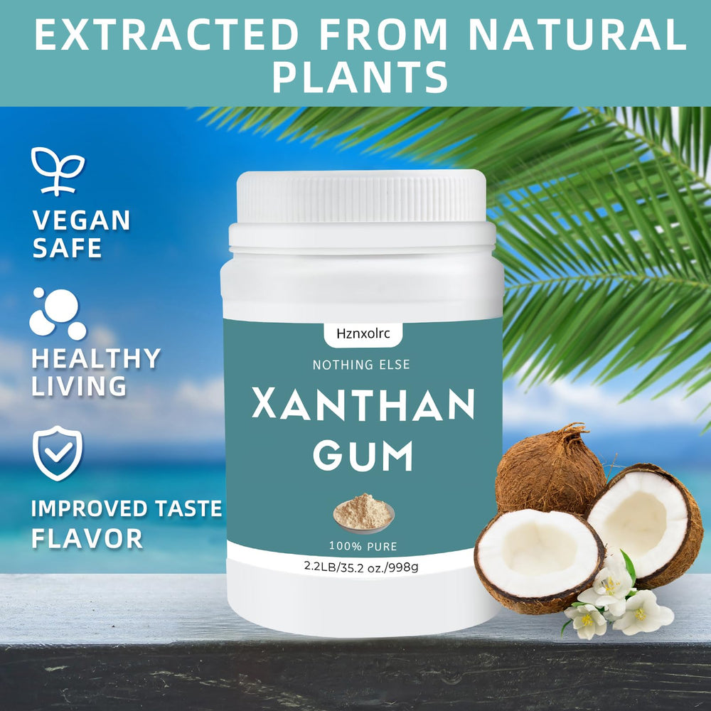 Close-up texture of Hznxolrc xanthan gum powder for smooth sauces.