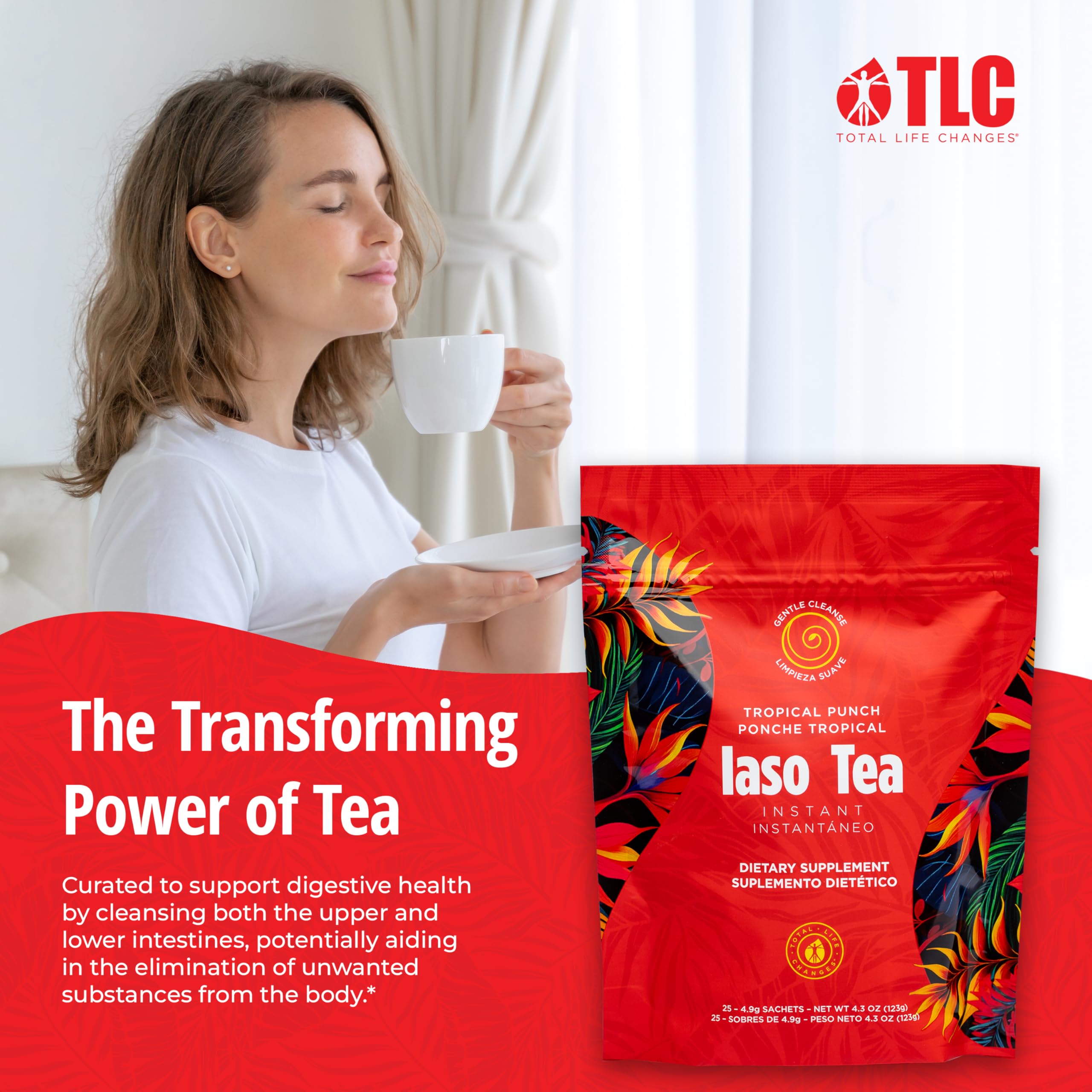 IASO Instant Tea Tropical Punch ingredients label showing natural extracts