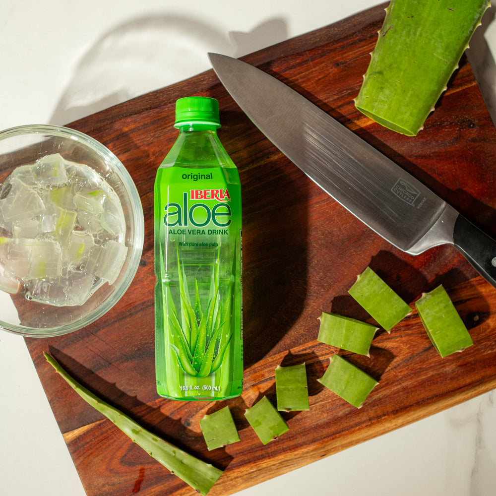 Iberia Aloe Drink Pineapple bottle, tangy pineapple flavor with pulp