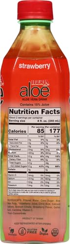 Iberia Aloe Vera Strawberry pulp close-up highlights texture and natural ingredients