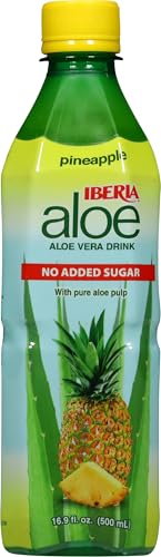 Iberia Aloe Vera Drink with Pulp eight-pack display suggests convenient daily refreshment.