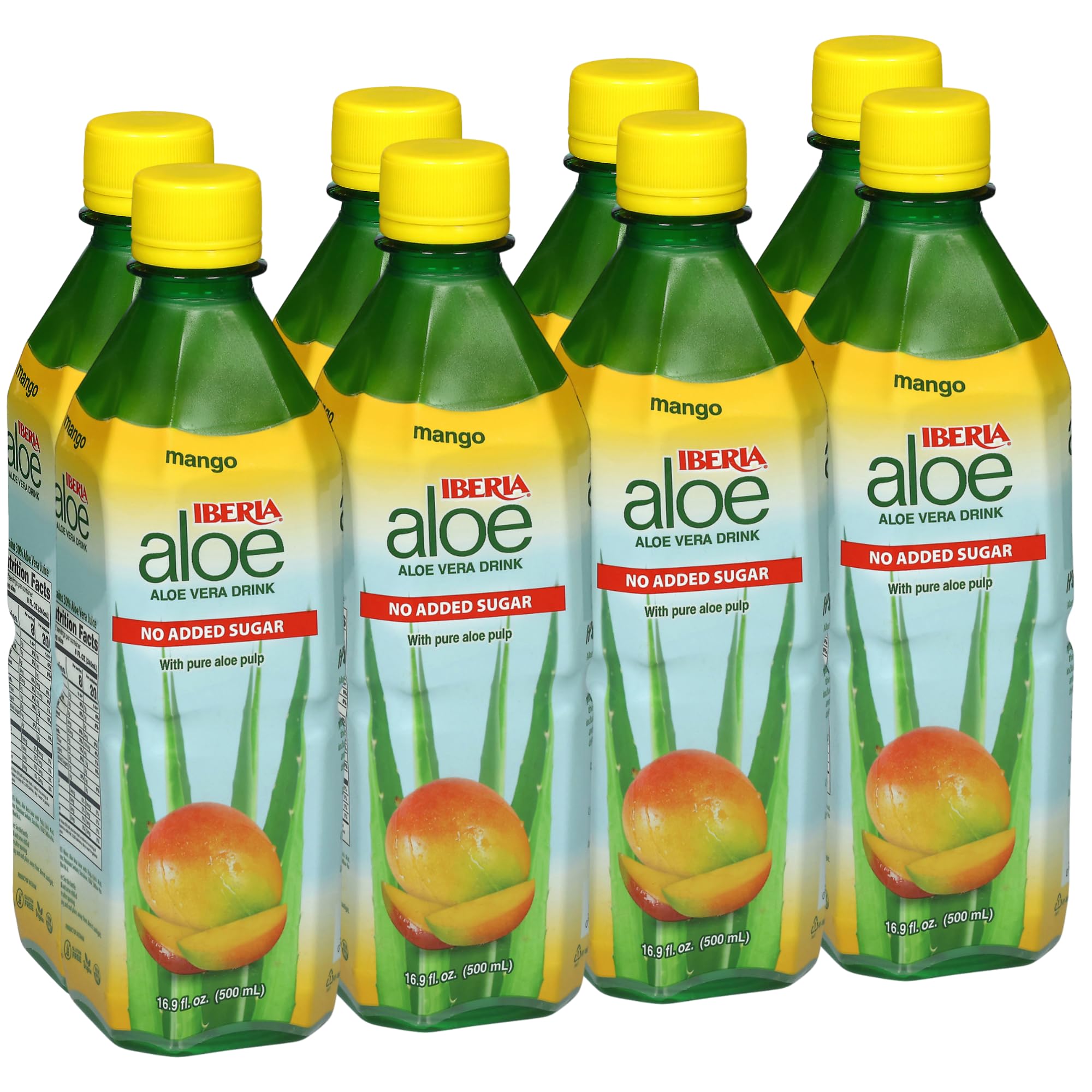 Iberia Aloe Vera with Pulp Mango bottle highlighting real aloe texture and tropical flavor