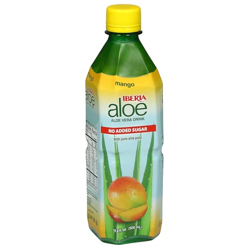 Close-up of aloe pulp texture in Iberia Mango drink