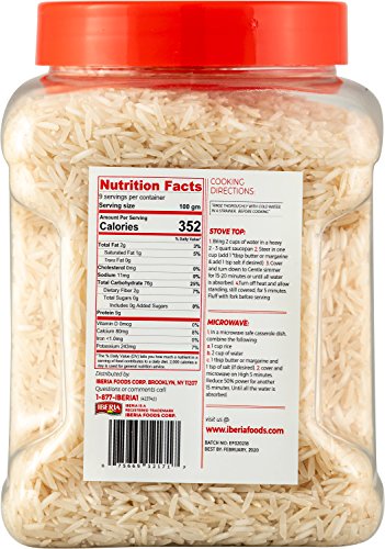 Iberia Basmati Rice Jar cooked grains close-up, fluffy texture ideal for your dinner.