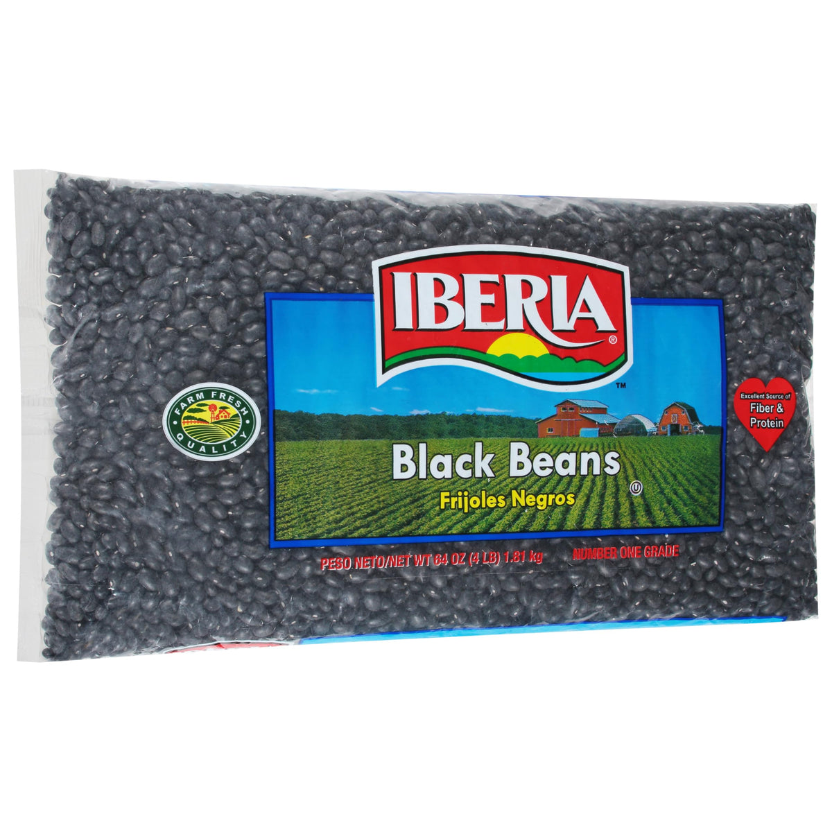 Iberia black beans bulk 4lb pack suitable for hearty soups and stews.