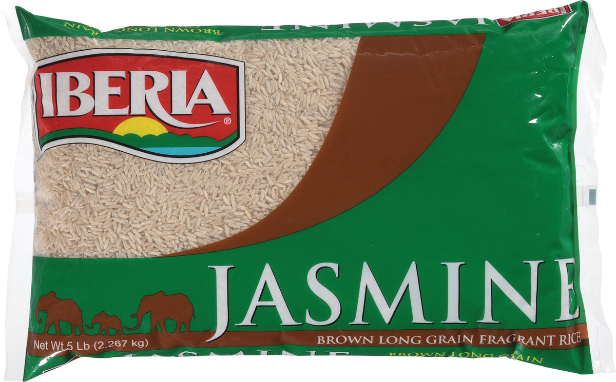 Iberia Brown Jasmine Rice pack demonstrates premium grains for versatile meals.