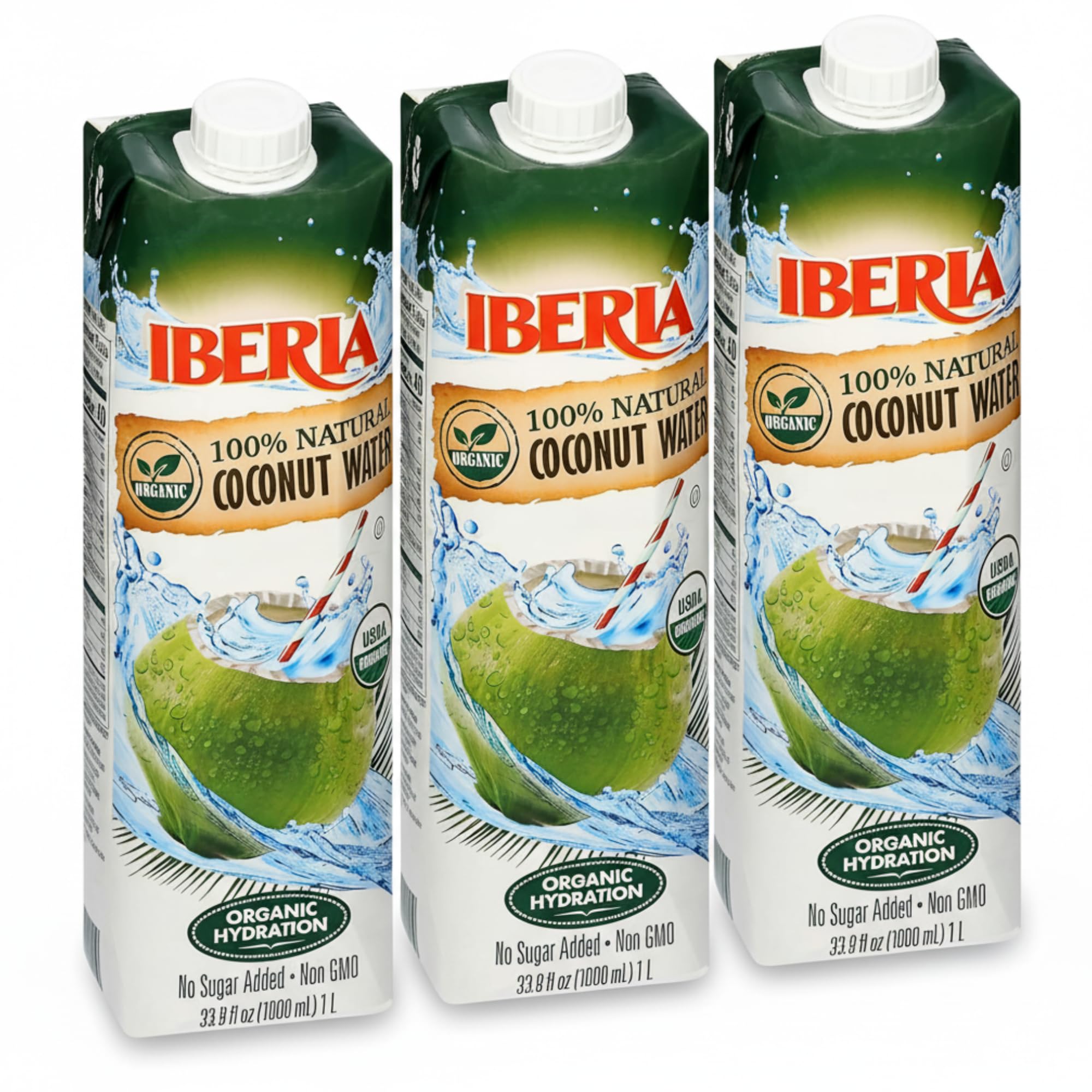Iberia coconut water bottle 1L for pure hydration and natural electrolytes.