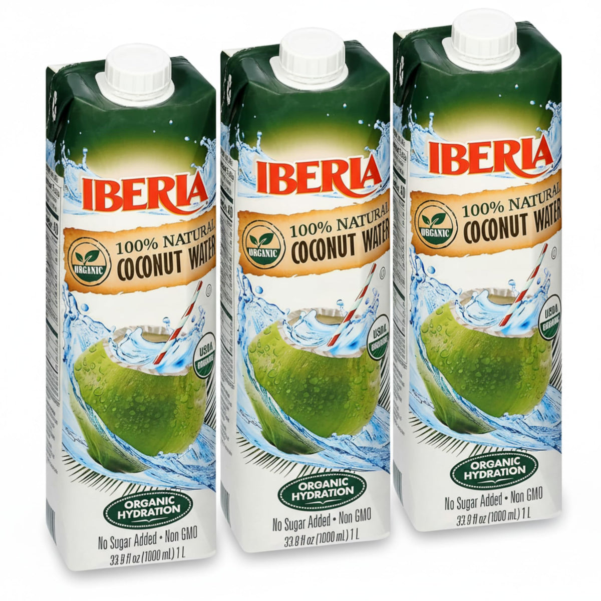 Iberia coconut water bottle 1L for pure hydration and natural electrolytes.