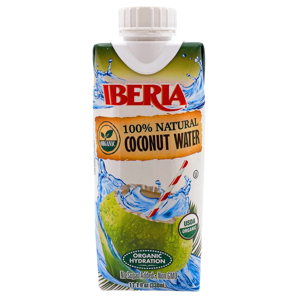 Graphic showing electrolytes in Iberia coconut water, including potassium.