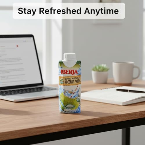 Label showing no preservatives on Iberia coconut water.