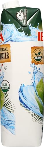 Iberia coconut water nutrition facts highlighting potassium and calorie count.
