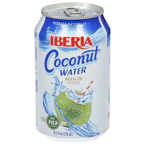 Iberia coconut water with pulp glass serving highlights refreshing pour