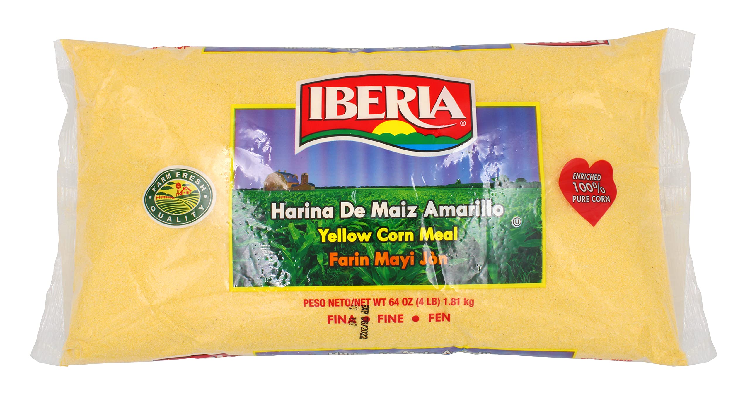 Iberia Fine Corn Meal pre cooked 4lb bag with smooth texture for quick recipes