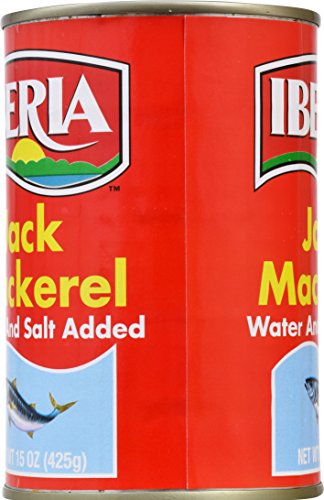 Iberia Jack Mackerel in Tomato Sauce plated with greens for a simple lunch.