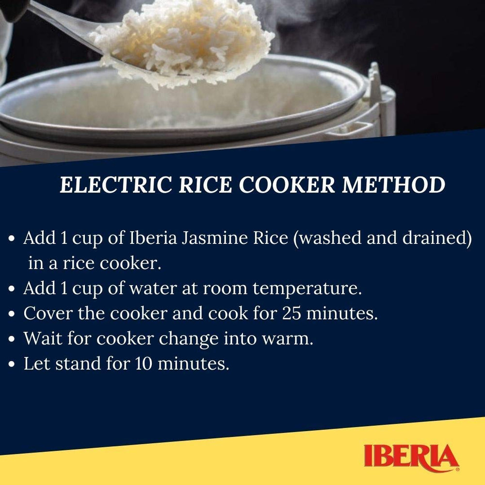 Iberia Jasmine aroma rising from steam evokes inviting, restaurant-quality fragrance