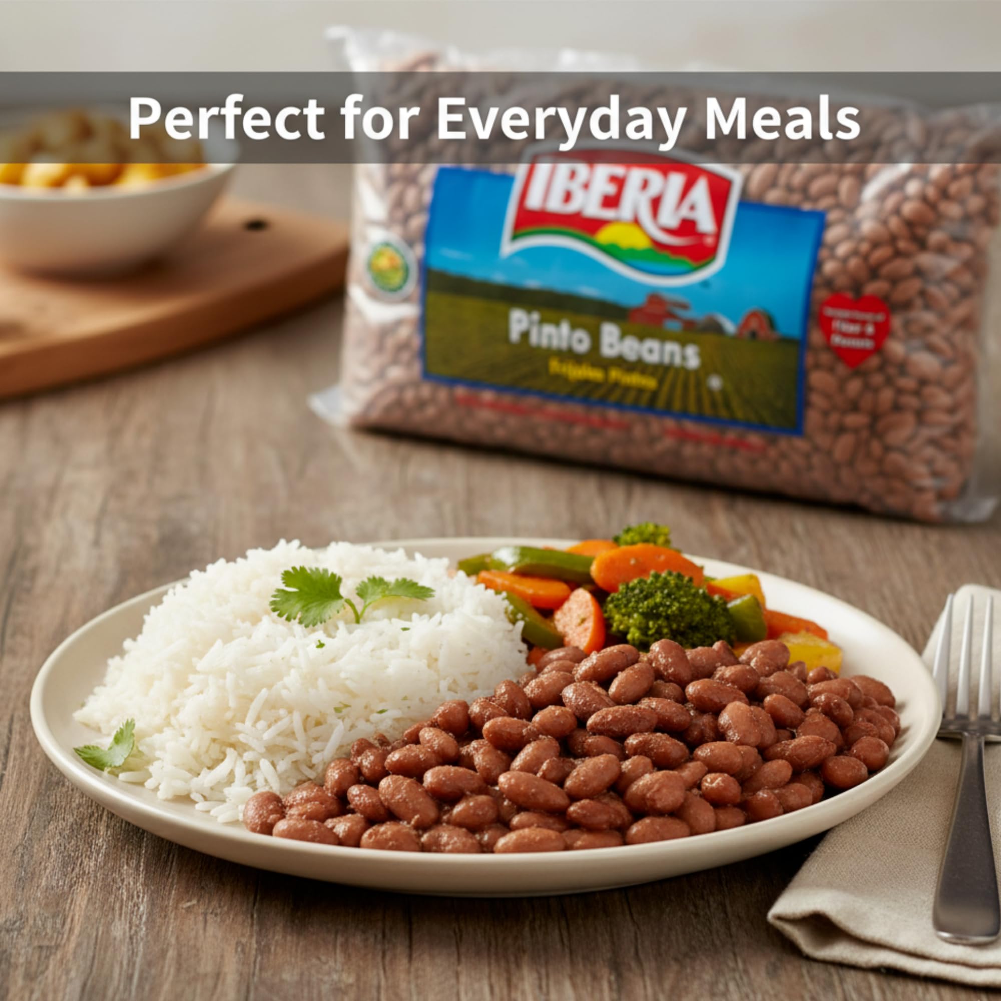 Iberia Pinto Beans used as burrito filling.