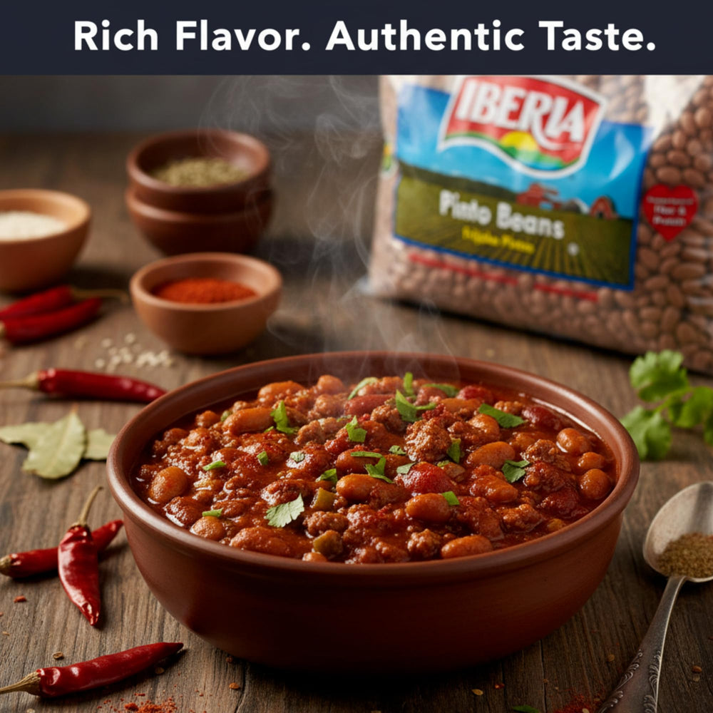 Iberia Pinto Beans soup pot with vegetables.