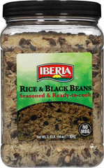 Iberia Rice and Black Beans packaging front highlights quick, ready-to-cook convenience.
