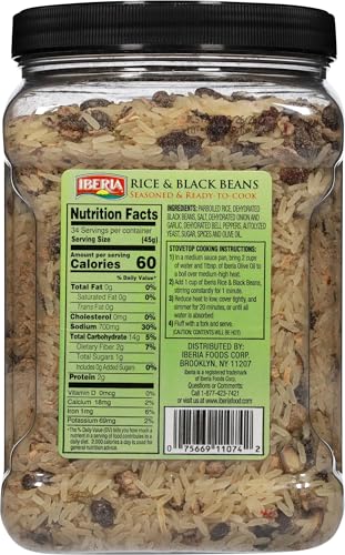 Iberia Rice and Black Beans sealed bag for easy pantry storage.